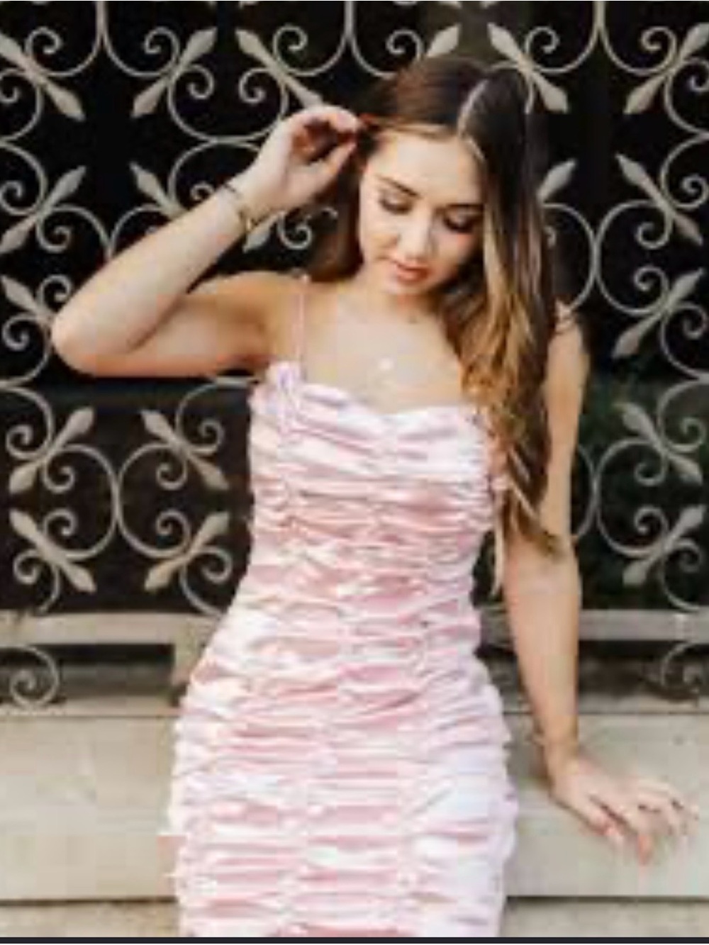 Urban Outfitters Iris y2k Pink Ruched bubble Satin Mini Dress